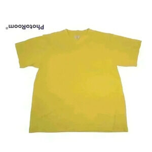 Haband Short Sleeve Yellow Mens V-Neck Pocket Tee T-Shirt Top XL